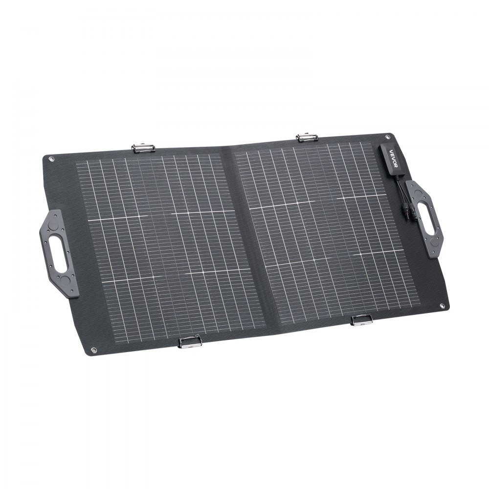 VEVOR 100W Bifacial Solar Panel, 16BB N-Type Foldable Monocrystalline Solar Panel Charger 24% Efficiency, Portable with MC4 Output, USB-A (QC3.0), Type-C & DC Ports for Power Stations Camping Hiking