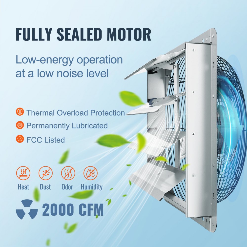 VEVOR 406 mm 1400 obr./min 1506 CFM aluminiowy ścienny wentylator wyciągowy z silnikiem prądu przemiennego, wentylacja i chłodzenie do szklarni, garaży, szop, sklepów