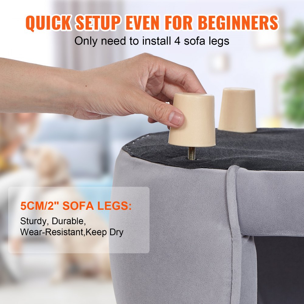 Sofa dla zwierząt VEVOR, kanapa dla psów małych psów i kotów, miękka aksamitna sofa dla psa, udźwig 30 kg, sofa dla kota, legowisko dla psa, ciemnoszary