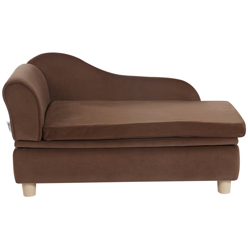 Sofa dla zwierząt VEVOR 760 x 450 x 415 mm Kanapa dla psa dla średnich psów i kotów Miękki aksamit Sofa dla psa 36 kg Wytrzymała Sofa dla kota Legowisko dla psa Ciemnobrązowy
