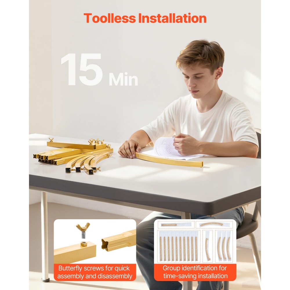 Łuk ślubny VEVOR, 2,2 x 1,2 m, stojak na tło, 1 zestaw, łuk metalowy w kolorze złotym, łuk ślubny, łuk balonowy na wesela, przyjęcia urodzinowe, ukończenia szkoły, święta i dekoracje ceremonii