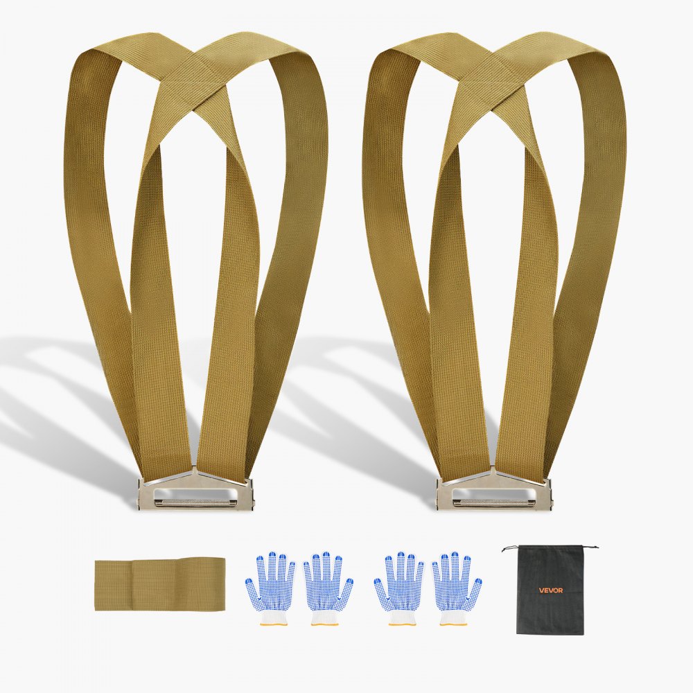 Pasy podnoszące VEVOR, udźwig do 453,6 kg, system podnoszenia i transportu dla dwóch osób, regulowane pasy naramienne do podnoszenia, pas do przenoszenia mebli, sprzętu AGD i materacy