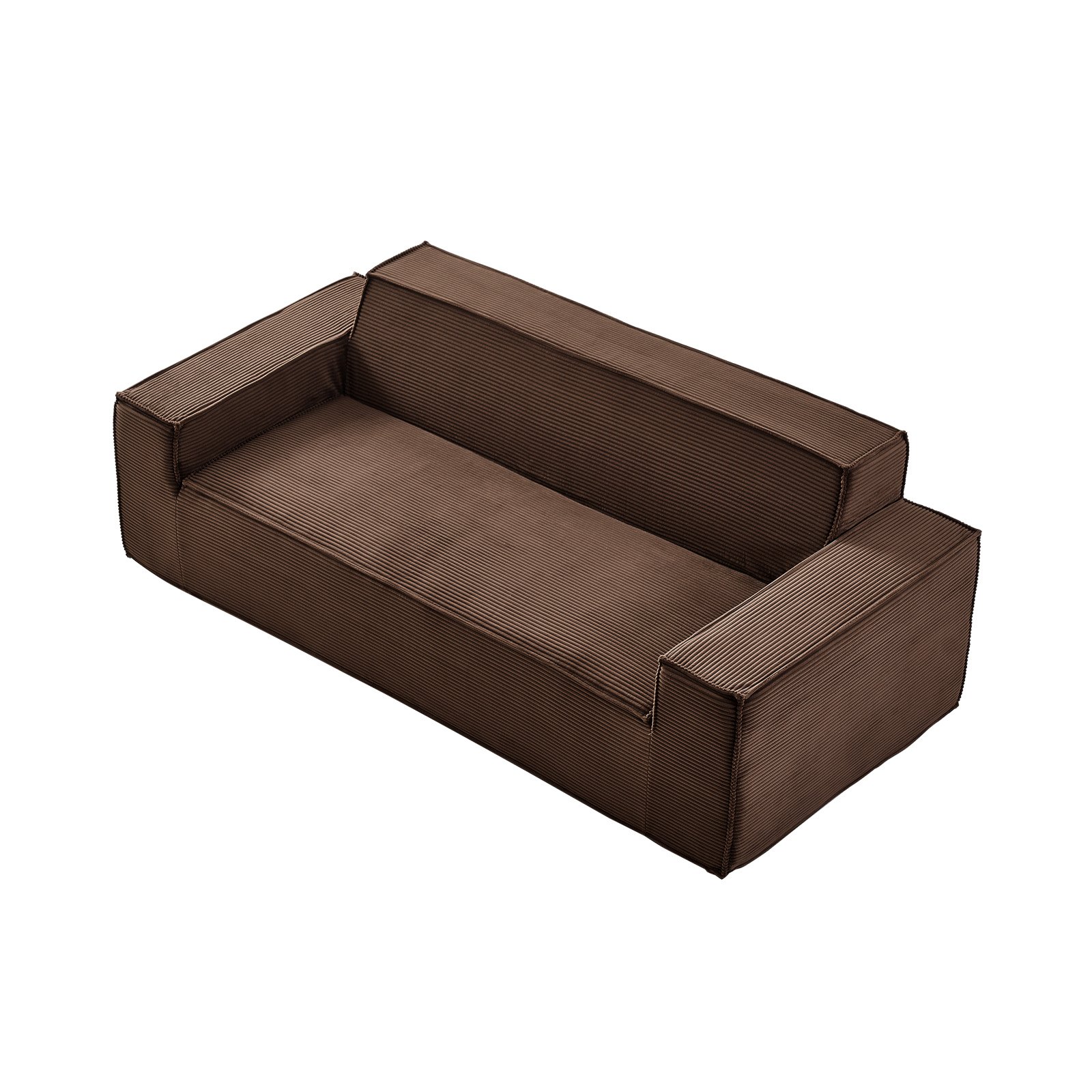 VEVOR nowoczesna sofa z kordu (211 cm) z głębokimi siedziskami, sofa chmurka z szerokimi podłokietnikami, pluszowy fotel wypoczynkowy, fotel relaksacyjny idealny do salonu, sypialni, mieszkania, biura, sofa podłogowa brązowa