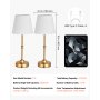 Lampa stołowa bezprzewodowa VEVOR (2 sztuki) z kloszem z tkaniny i wbudowanym akumulatorem 5200 mAh, lampa biurkowa, ściemnialna (3 poziomy), lampa stołowa do sypialni, szafka nocna, złota