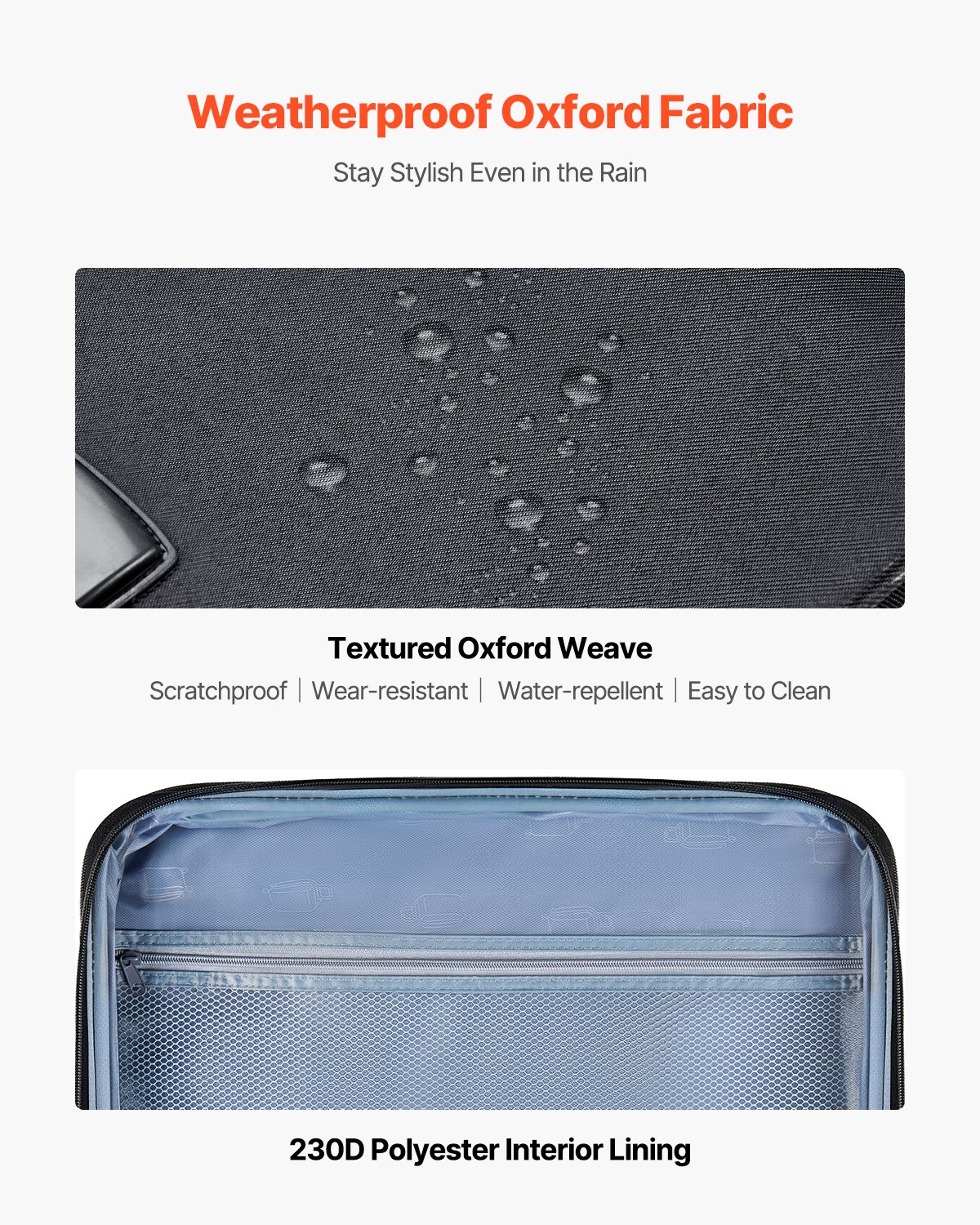 VEVOR Rozszerzalna miękka walizka podróżna z kółkami obrotowymi (400 x 285 x 620 mm), materiałowa walizka podręczna z rozszerzalną kieszenią na zamek błyskawiczny i zamkiem TSA, czarna walizka podręczna