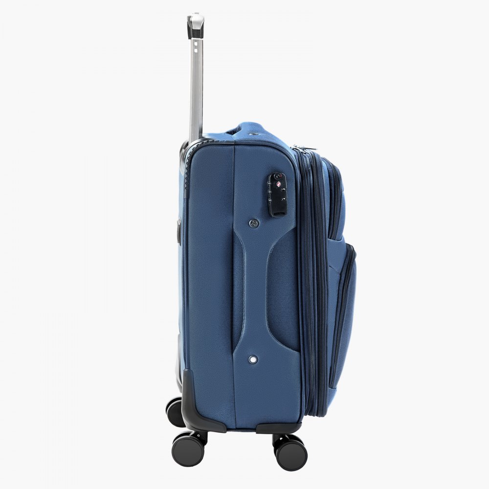 VEVOR Expandable Soft Luggage Suitcase with Spinner Wheels (400 x 285 x 620 mm), Fabric Carry-on Suitcase with Expandable Zippered Pocket & TSA Lock, Blue Carry-on Suitcase