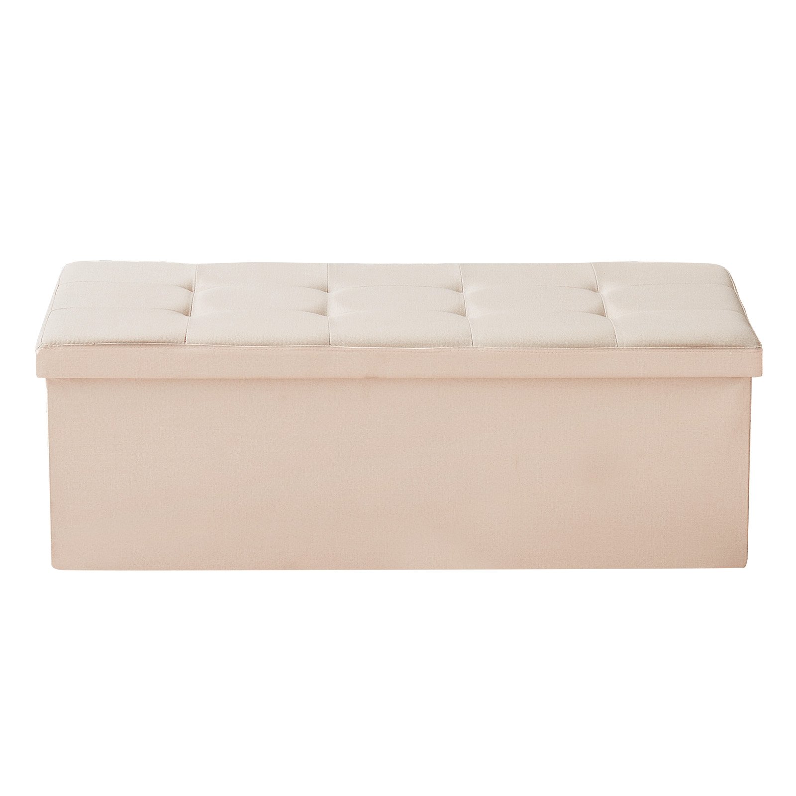 Puf VEVOR składany ze schowkiem (prostokątny), podnóżek z kieszeniami bocznymi, składany, wyściełany stołek, nośność do 299,37 kg, 11 x 38 x 38 cm, do salonu, sypialni, przedpokoju, beżowy