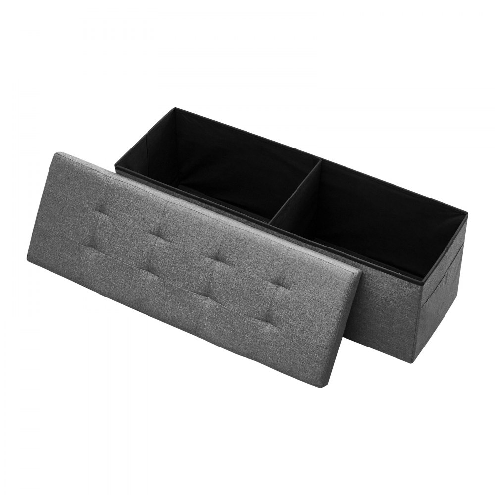 Puf VEVOR składany ze schowkiem (prostokątny), podnóżek z kieszeniami bocznymi, składany, wyściełany stołek, nośność do 299,37 kg, 11 x 38 x 38 cm, do salonu, sypialni, przedpokoju, kolor szary