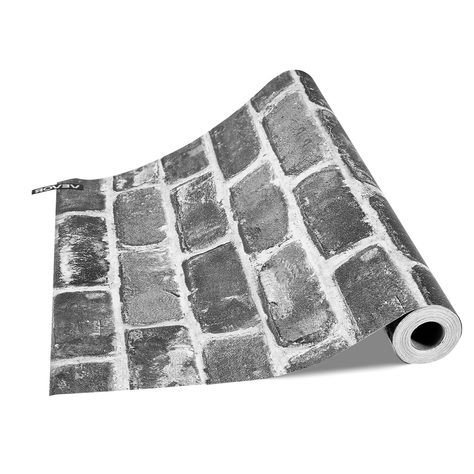 Tapeta samoprzylepna VEVOR, 45 cm x 10 m, tapeta ścienna, folia samoprzylepna z efektem szarej cegły, folia meblowa, naklejka na meble, dekoracyjna rolka winylowa do sypialni, kuchni, biura, łazienki, biurka