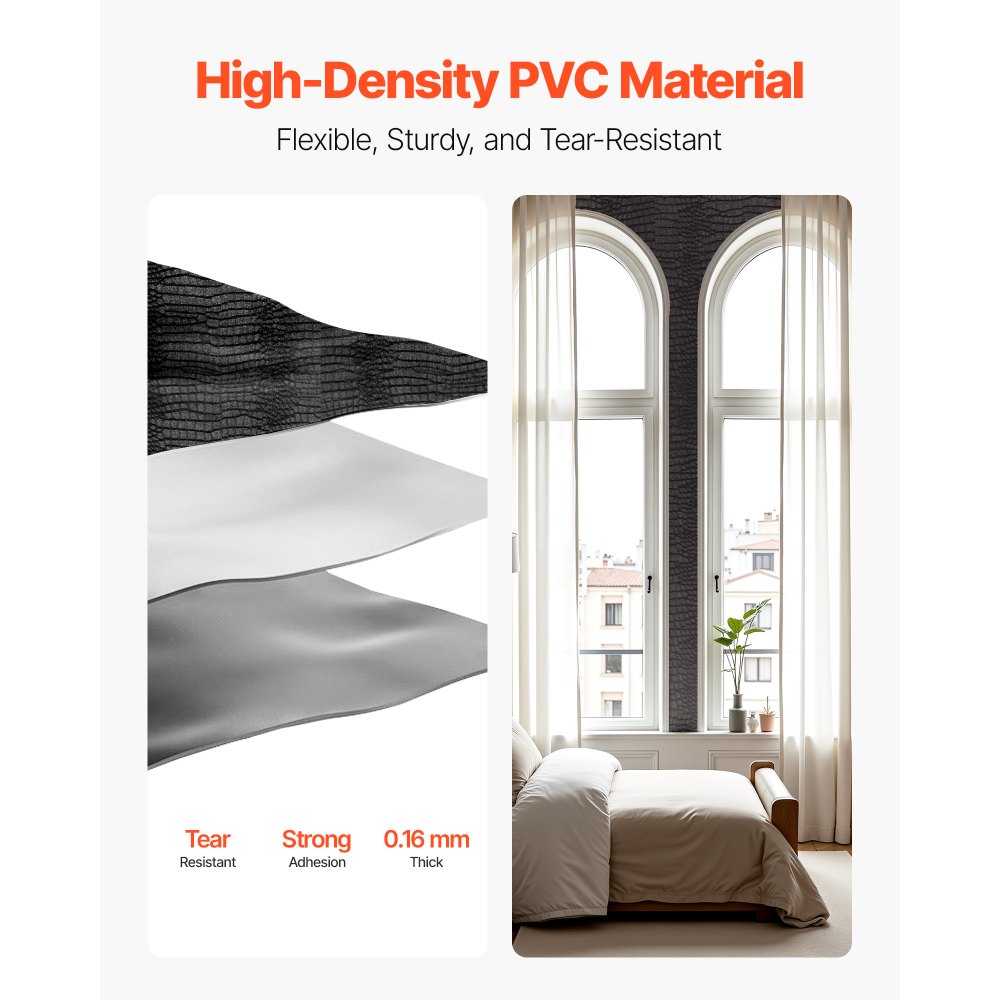 Tapeta samoprzylepna VEVOR, 40 cm x 10 m, tapeta ścienna, folia samoprzylepna z teksturą spękaną, folia meblowa, naklejka na meble, dekoracyjna rolka winylowa do sypialni, kuchni, biura, łazienki, czarna