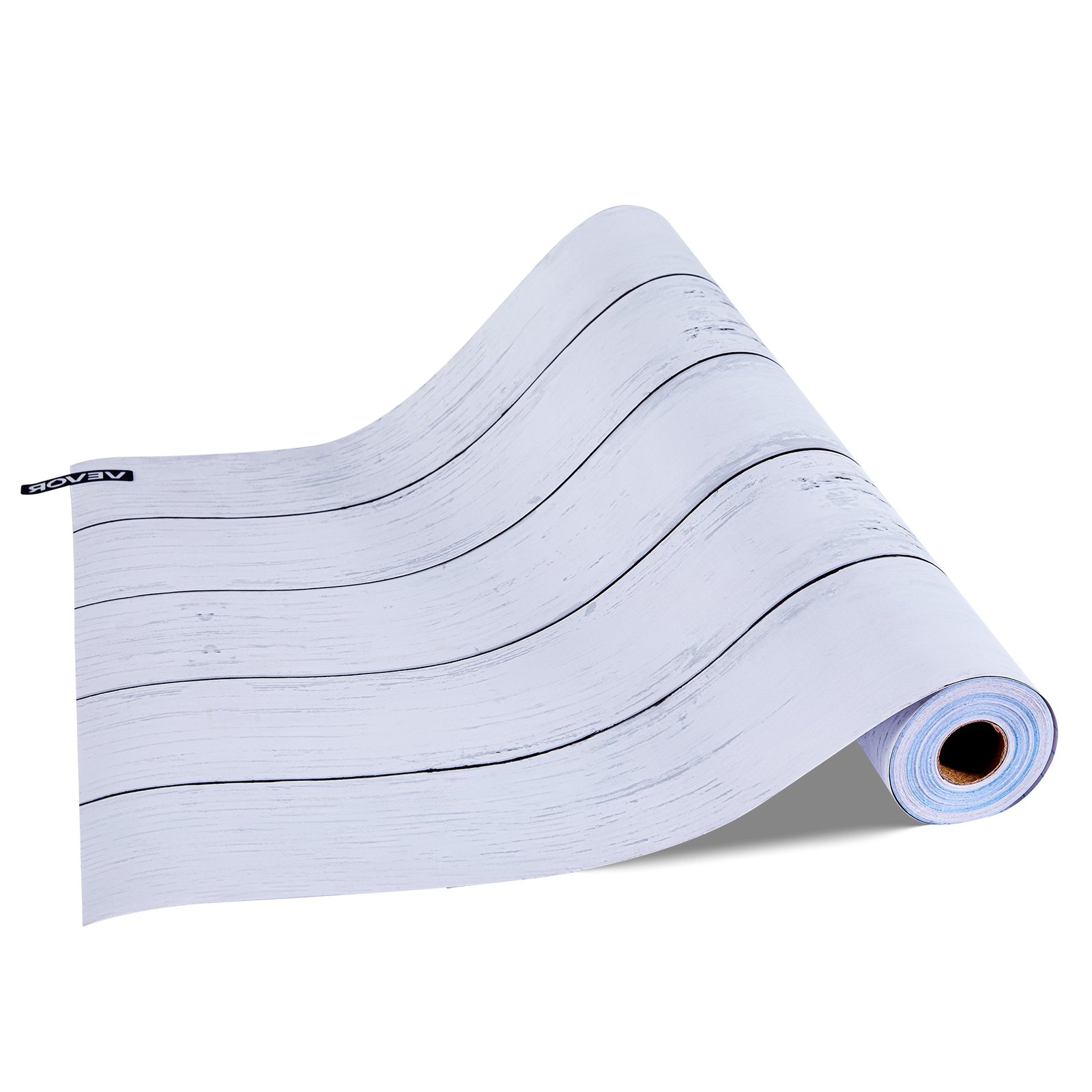 Tapeta samoprzylepna VEVOR, 45 cm x 12 m, tapeta ścienna, folia samoprzylepna z fakturą białego drewna, wodoodporna, folia meblowa, dekoracyjna rolka winylowa do sypialni, kuchni, biura, łazienki i mebli