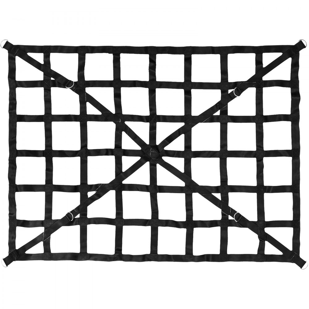 Siatka zabezpieczająca VEVOR Cargo Mesh, 168x128 cm, do bagażnika pickupa, siatka zabezpieczająca z klamrami zaciskowymi, hakami w kształcie litery S i paskiem poprzecznym, siatka zabezpieczająca na bagażnik przyczep i bagażników dachowych SUV-ów