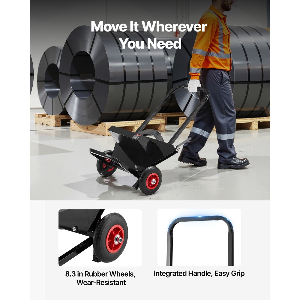 VEVOR Banding Strapping Cart, Fit for Steel Strapping Coils with 600 mm Core Outer Size, Heavy Duty Strapping Dispenser with Rubber Wheels, Suitable for Factory, Warehouse, Loading Area