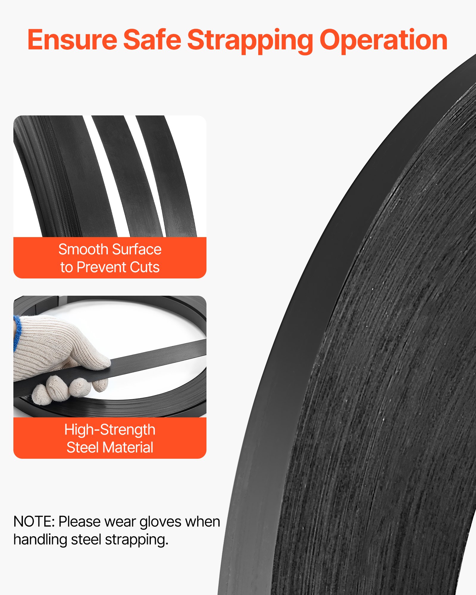 VEVOR Steel Strapping Coil, 19 mm x 0.55 mm x 500 m, Metal Strapping Banding Roll Withstands Harsh Environment, 771 kg Break Strength, Heavy Duty Banding Pallet Strap Coil for Pallet Packing