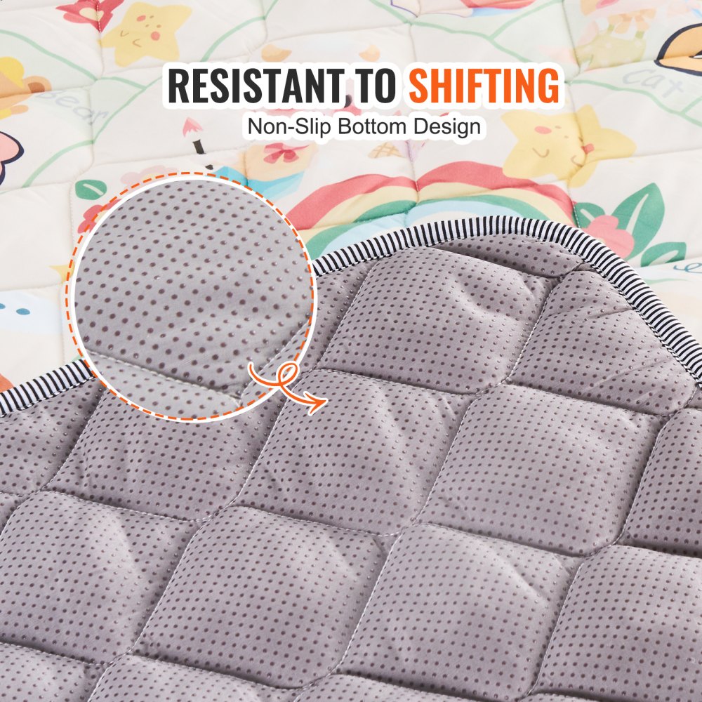 Mata do zabawy dla niemowląt VEVOR, 59 x 71 cali, mata do raczkowania, antypoślizgowa, jednoczęściowa, pogrubiona, miękka mata do zabawy dla niemowląt, składana, zwijana mata podłogowa, wodoodporna mata edukacyjna dla niemowląt, małych dzieci i niemowląt, nadaje się do prania w pralce