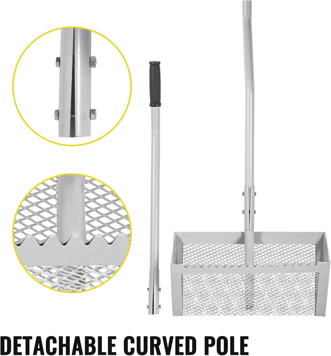 VEVOR Sand Rake Grabie plażowe 52" Grabie do obornika Sand Flea Grabie 16" Srebrny wycinak do chwastów