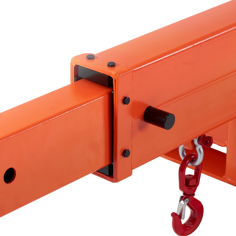 VEVOR Forklift Jib Boom Crane, 2495 kg Capacity, Forklift Mobile Crane Lifting Hoist with 2 Hooks, Manual Telescopic 1200-1867 mm, Boom Attachment Towing Handling Equipment for Warehouse & Factories