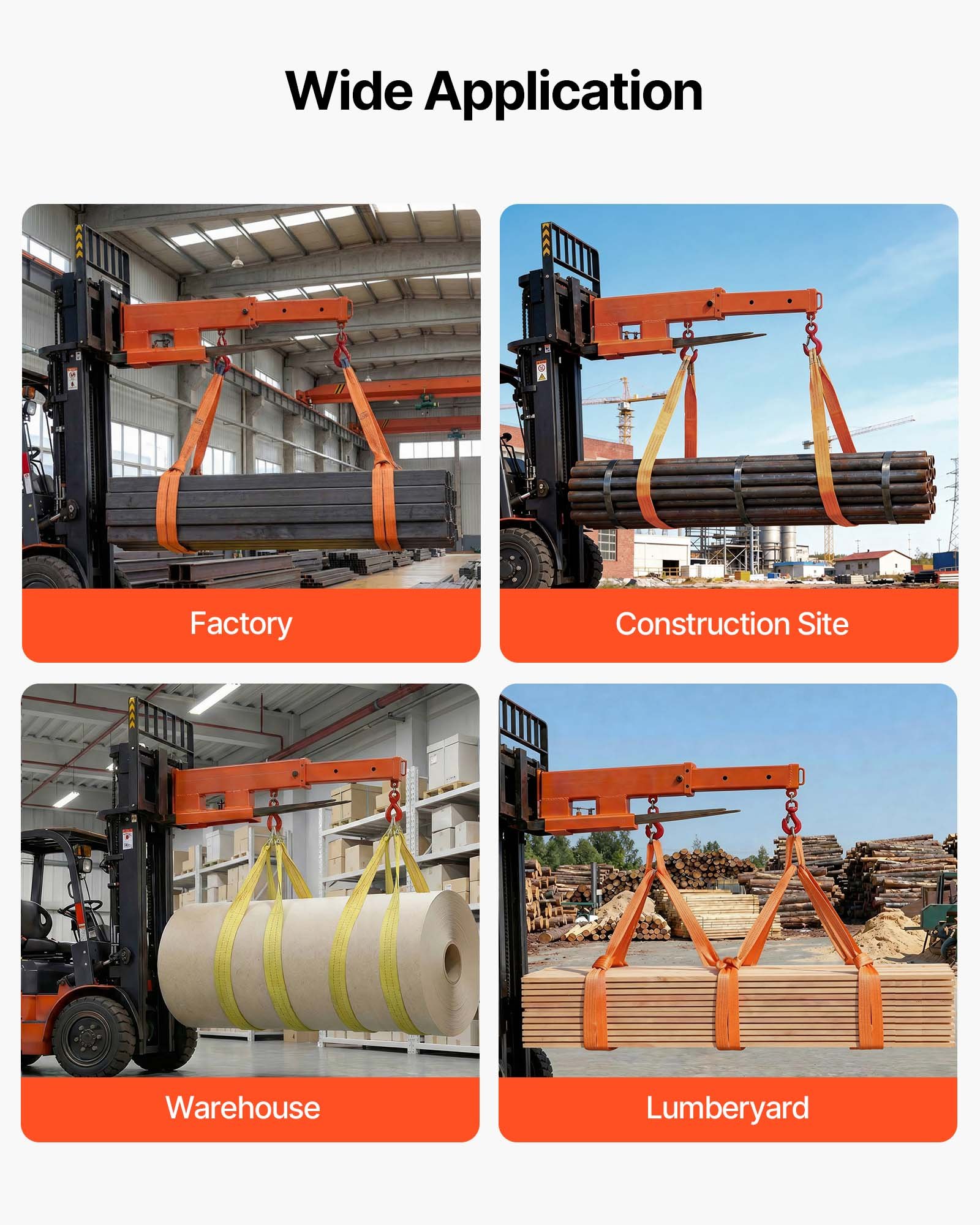VEVOR Forklift Jib Boom Crane, 2495 kg Capacity, Forklift Mobile Crane Lifting Hoist with 2 Hooks, Manual Telescopic 1200-1867 mm, Boom Attachment Towing Handling Equipment for Warehouse & Factories