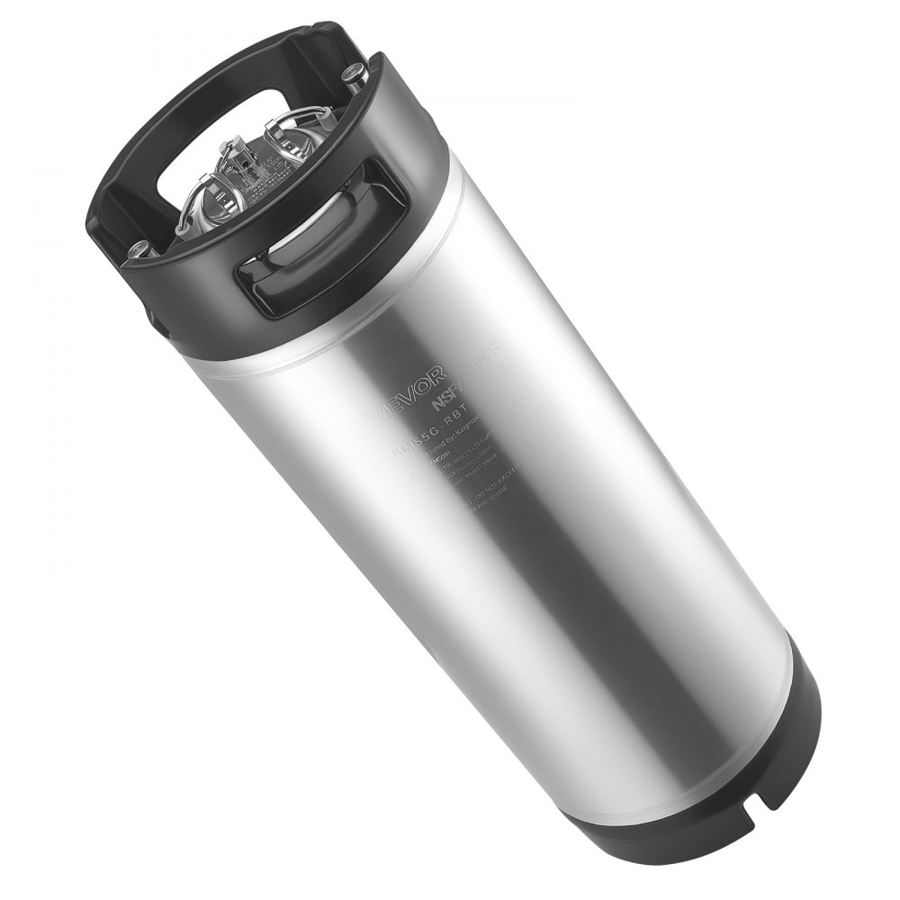 VEVOR Corny Keg Ball Lock Keg 19 L, beczka ze stali SUS304 do zimnego parzenia z dwoma gumowymi uchwytami i wytrzymałym gumowym dnem, sprzęt do domowego warzenia piwa, na imprezy, do baru, bistro, restauracji, kawiarni, 1 opakowanie.