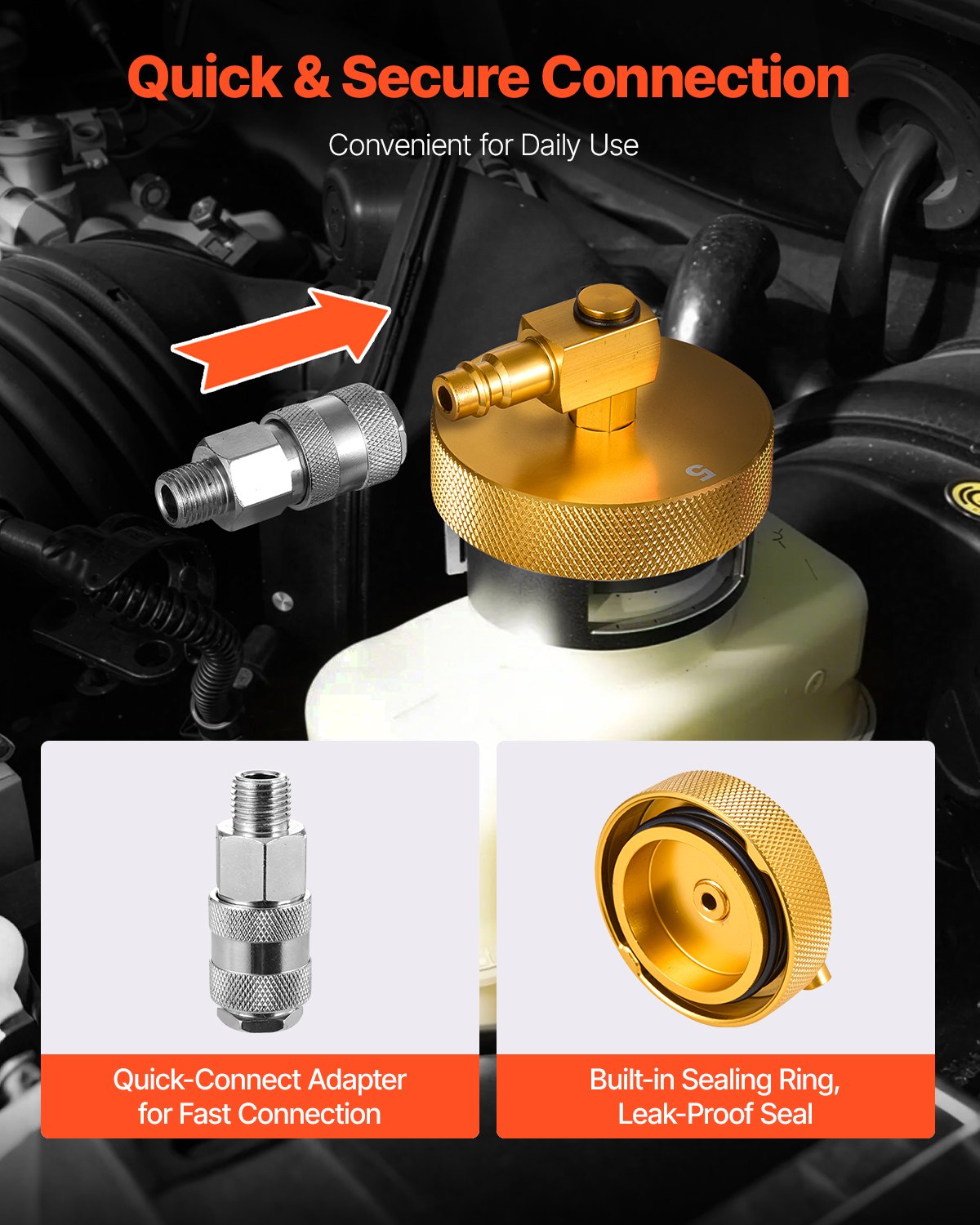 Zestaw do odpowietrzania hamulców VEVOR Brake Master 17-częściowy profesjonalny zestaw adapterów do odpowietrzania hamulców z kompletnym zestawem i uchwytem, ​​trwały adapter do odpowietrzania hamulców do uzupełniania płynu hamulcowego