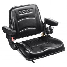 Uniwersalny fotel ciągnika VEVOR wykonany ze skóry syntetycznej PCV i pianki poliuretanowej Fotel ciągnika z regulowanym oparciem i mikrowyłącznikiem bezpieczeństwa Fotel kierowcy z podłokietnikami i pasem bezpieczeństwa