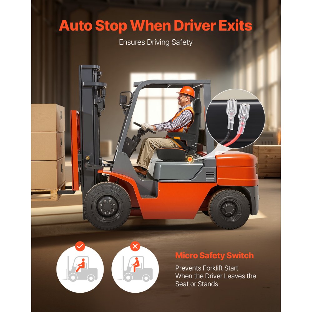 VEVOR Universal Forklift Seat 520x590x820 mm, Tractor Seat, Forklift Seat, Safe Tractor Seat with Microswitch, Ergonomic Lawn Mower Seat for Compact Loaders, Bulldozers