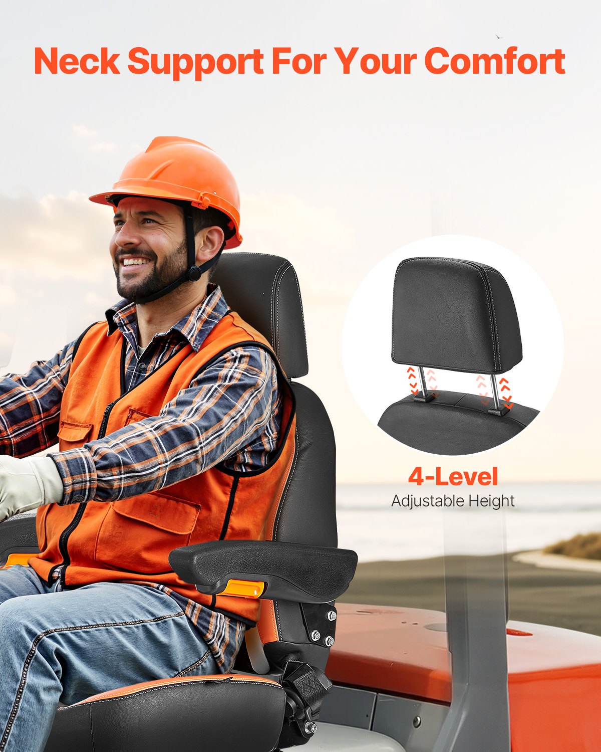 VEVOR Universal Forklift Seat 520x590x820 mm, Tractor Seat, Forklift Seat, Safe Tractor Seat with Microswitch, Ergonomic Lawn Mower Seat for Compact Loaders, Bulldozers