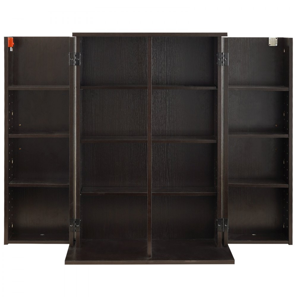 Półka na płyty DVD VEVOR, 4-poziomowa, 610 x 368 x 846 mm, szafka na płyty DVD, przechowywanie multimediów na płytach CD, DVD, książkach, grach, regał na płyty CD do salonu, biura domowego, studia nagrań, brązowa