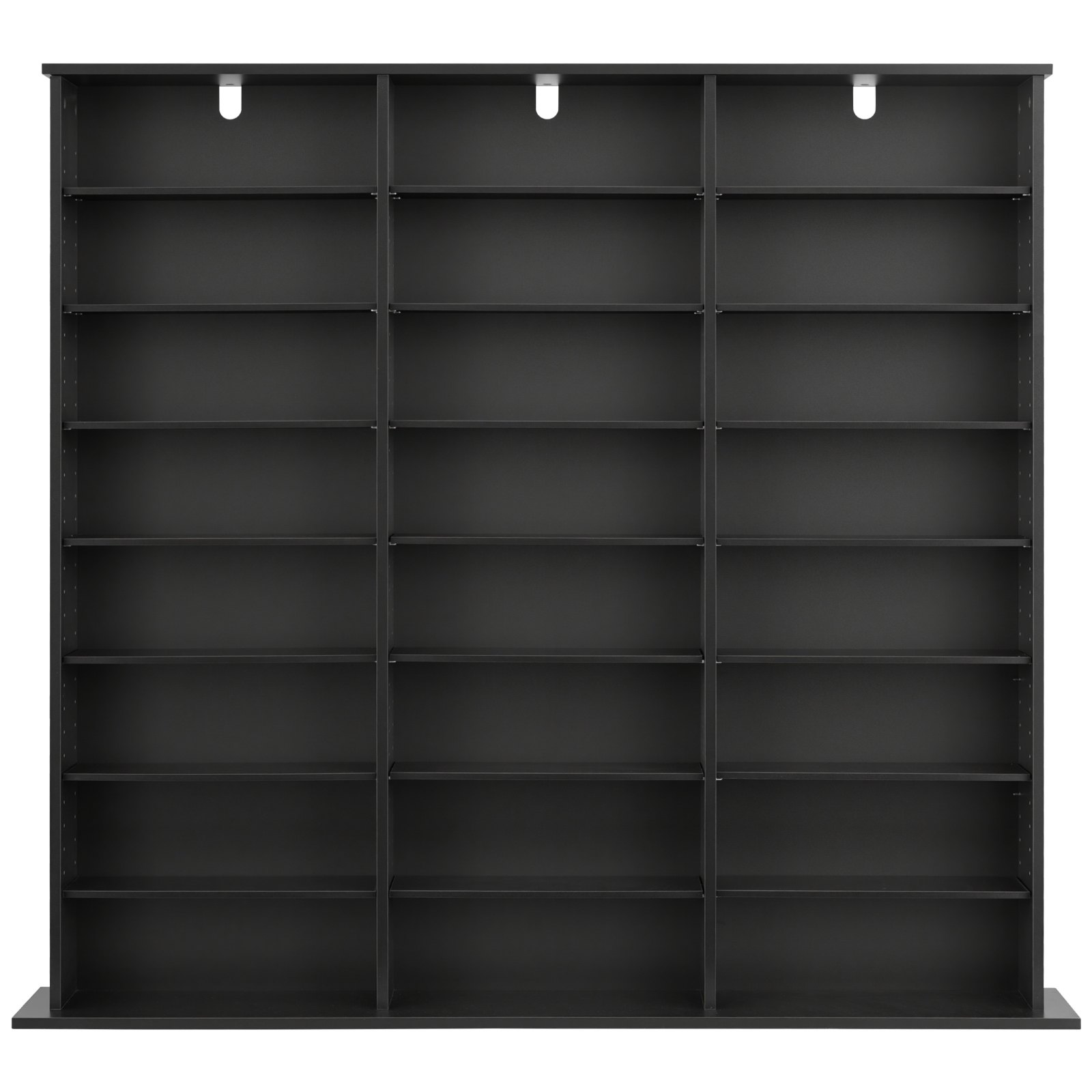 Półka na DVD VEVOR z 24 przegródkami (8 poziomów), półka na multimedia, wolnostojąca półka 142 x 22 x 130 cm, oszczędzająca miejsce półka do przechowywania płyt CD, DVD, książek, płyt z grami, półka na książki do salonu/biura domowego, czarna