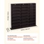 Półka na DVD VEVOR z 24 przegródkami (8 poziomów), półka na multimedia, wolnostojąca półka 142 x 22 x 130 cm, oszczędzająca miejsce półka do przechowywania płyt CD, DVD, książek, płyt z grami, regał na książki do salonu/biura domowego, brązowa