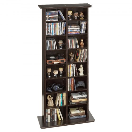 Półka na płyty CD VEVOR, 8-poziomowa, 559 x 222 x 1295 mm, Przechowywanie multimediów na płyty CD, DVD, książki i gry, Szafka dzieląca pomieszczenie z 16 przegródkami do salonu, biura domowego, studia nagrań