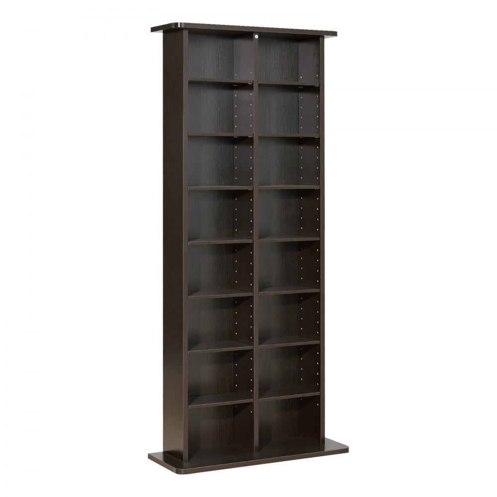 Półka na płyty CD VEVOR, 8-poziomowa, 559 x 222 x 1295 mm, Przechowywanie multimediów na płyty CD, DVD, książki i gry, Szafka dzieląca pomieszczenie z 16 przegródkami do salonu, biura domowego, studia nagrań