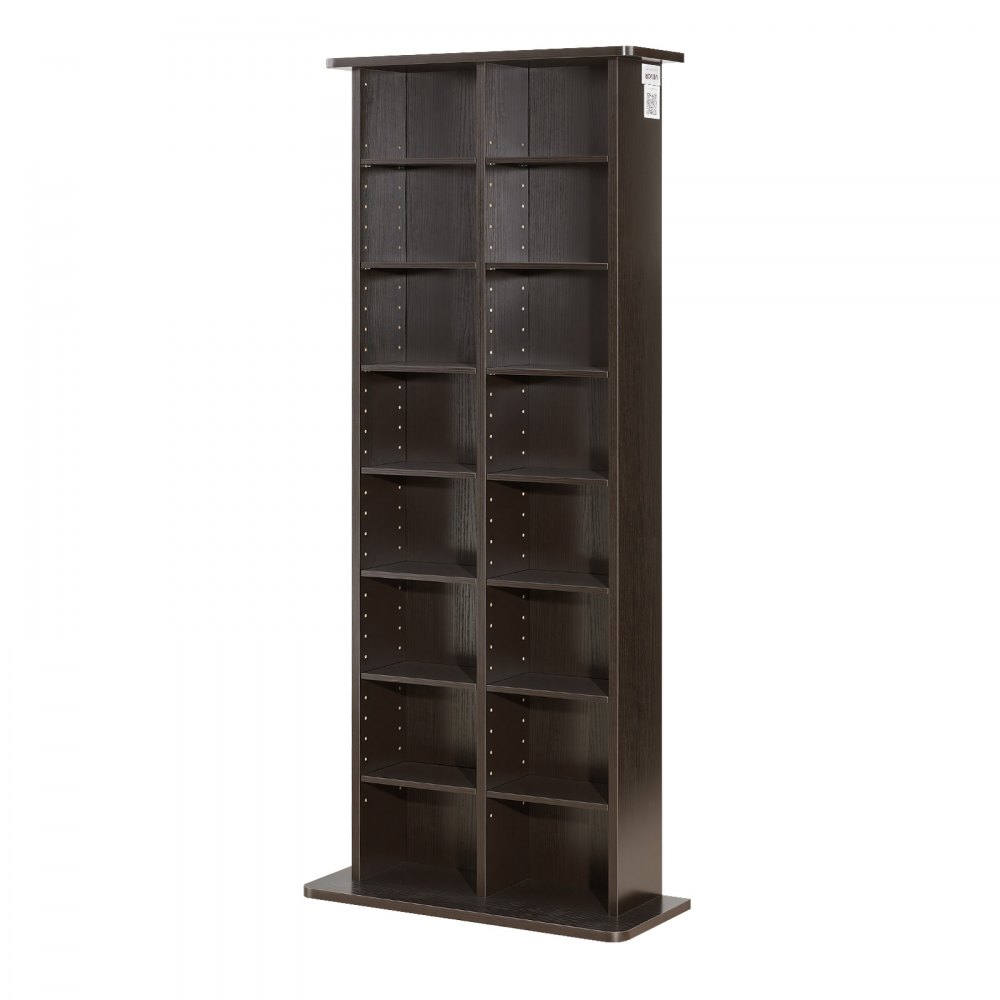 Półka na płyty CD VEVOR, 8-poziomowa, 559 x 222 x 1295 mm, Przechowywanie multimediów na płyty CD, DVD, książki i gry, Szafka dzieląca pomieszczenie z 16 przegródkami do salonu, biura domowego, studia nagrań