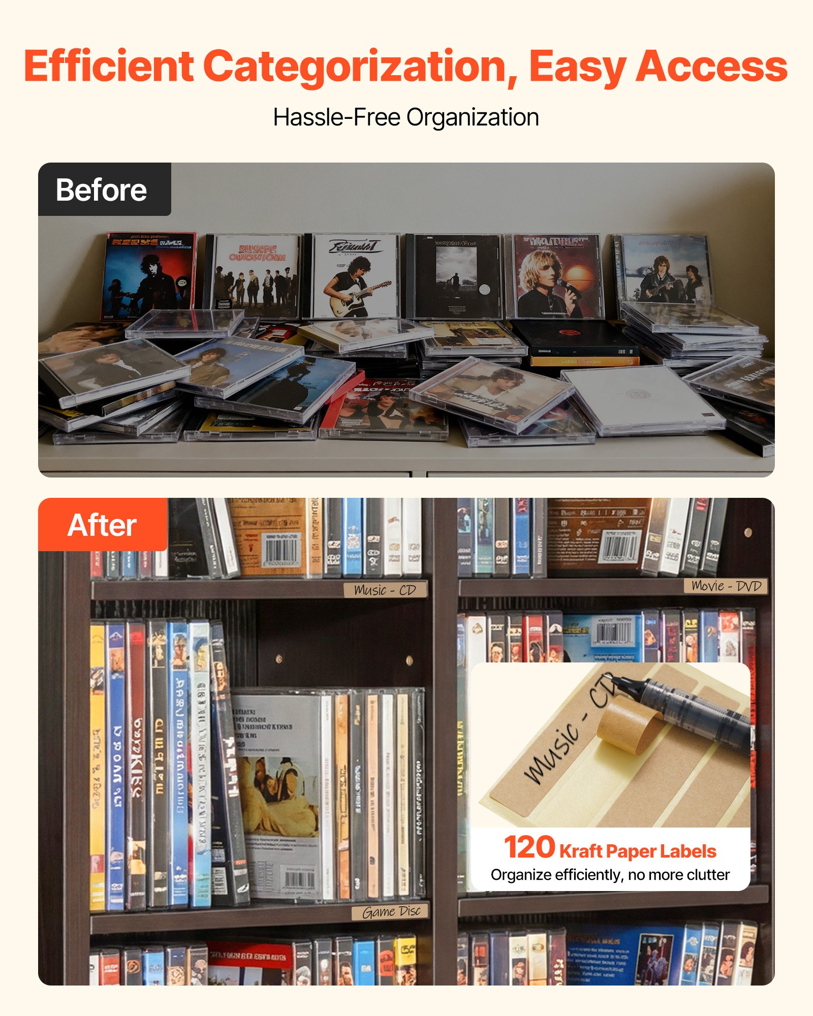 Półka na płyty CD VEVOR, 8-poziomowa, 559 x 222 x 1295 mm, Przechowywanie multimediów na płyty CD, DVD, książki i gry, Szafka dzieląca pomieszczenie z 16 przegródkami do salonu, biura domowego, studia nagrań