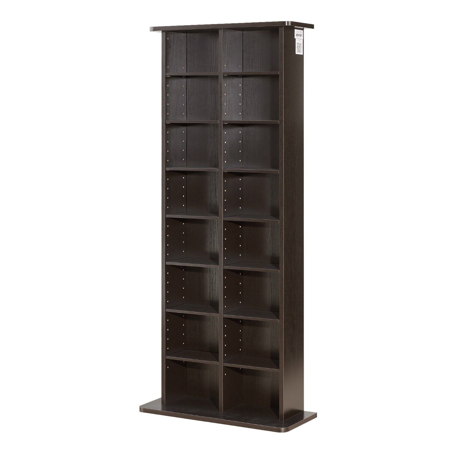 Półka na płyty CD VEVOR, 8-poziomowa, 559 x 222 x 1295 mm, Przechowywanie multimediów na płyty CD, DVD, książki i gry, Szafka dzieląca pomieszczenie z 16 przegródkami do salonu, biura domowego, studia nagrań