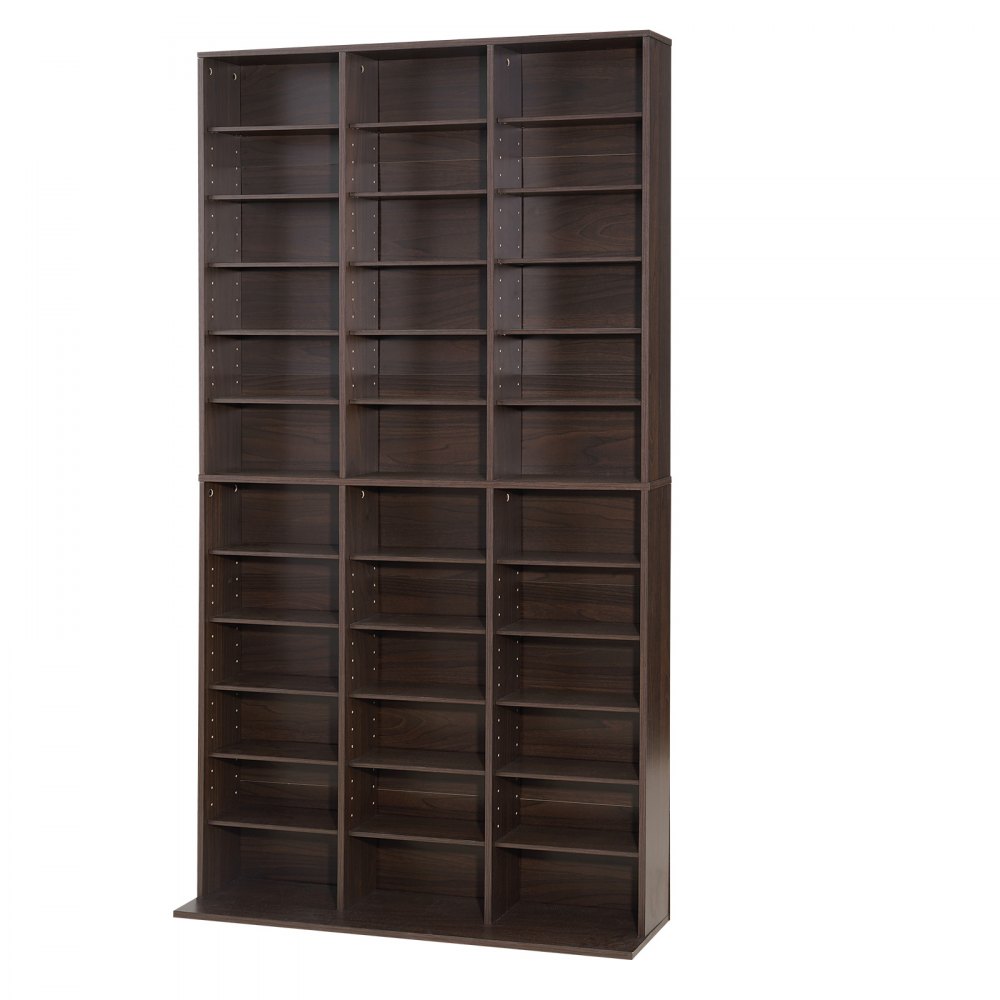 Półka na sprzęt multimedialny VEVOR, 1018 x 231 x 1810 mm, regał ścienny z 12 półkami, 36 przegródkami na płyty CD, DVD, książki i gry, regał na płyty CD do salonu, biura domowego, studia nagrań