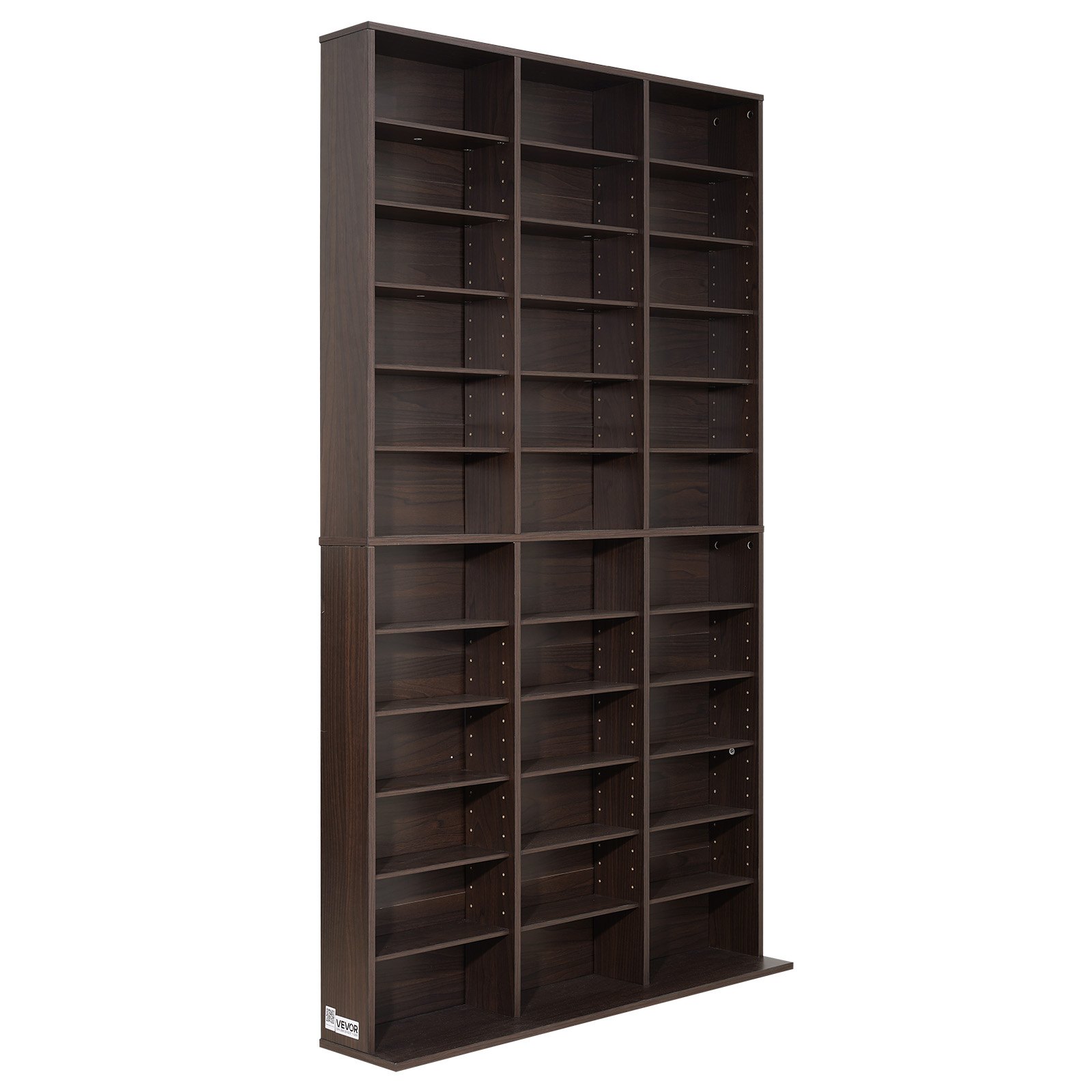 Półka na sprzęt multimedialny VEVOR, 1018 x 231 x 1810 mm, regał ścienny z 12 półkami, 36 przegródkami na płyty CD, DVD, książki i gry, regał na płyty CD do salonu, biura domowego, studia nagrań