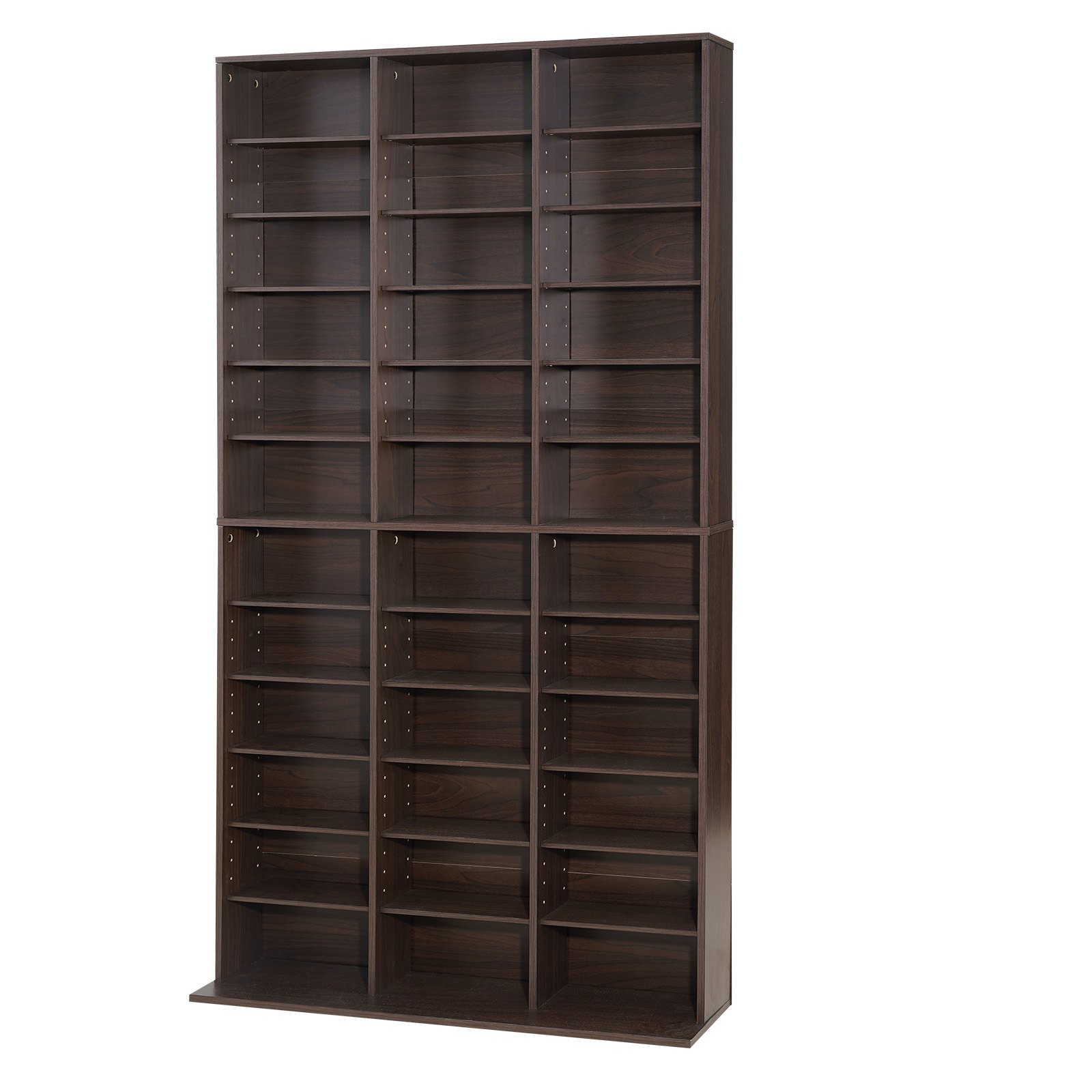 Półka na sprzęt multimedialny VEVOR, 1018 x 231 x 1810 mm, regał ścienny z 12 półkami, 36 przegródkami na płyty CD, DVD, książki i gry, regał na płyty CD do salonu, biura domowego, studia nagrań