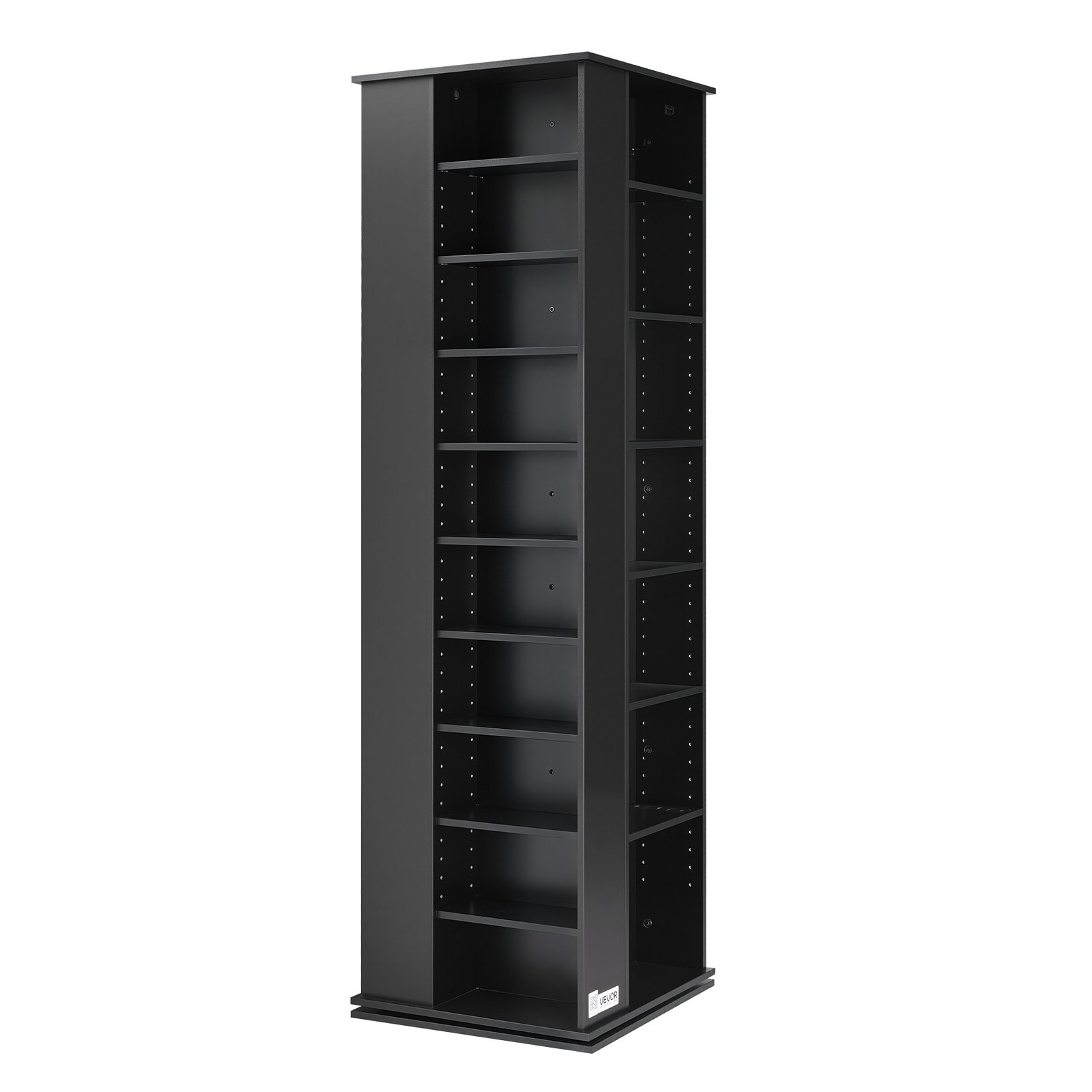 VEVOR Media Storage Cabinet, CD Rack Tower, 34 Compartments Rotating Media Tower Rack for CDs, DVDs, Books and Game Discs, DVD Stand for Living Room, Home Office and Recording Room, Black