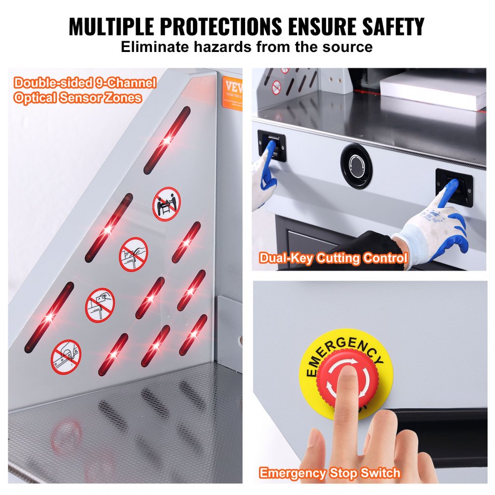 VEVOR Electric Paper Cutter Lever Cutter, 482.6 mm Max. Cutting Width, 80 mm Max. Cutting Thickness, Paper Cutting Machine, 800 Sheets Standard Copy Paper, Paper Cutting Device ±0.3 mm