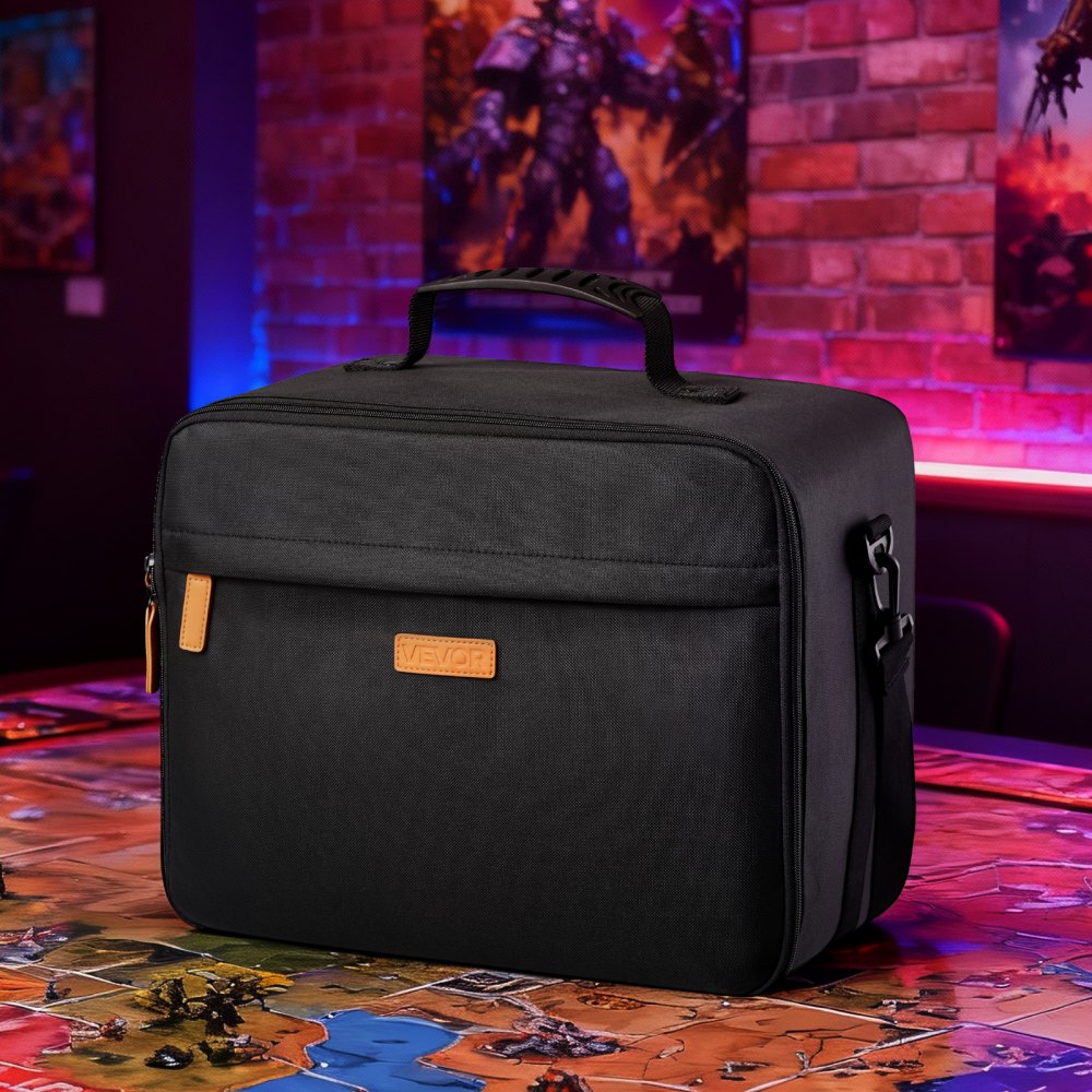 VEVOR Miniature Storage Carrying Figure Bag, Fits for 1:500-1:750 Scale Models, Miniature Transport Bag with Adjustable Shoulder Strap, 3 Foam Layers for Large Storage Capacity (Minis Not Included)