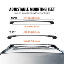 Poprzeczki bagażnika dachowego VEVOR Pasują do Subaru Forester 2014-2022 z podwyższonymi relingami bocznymi Nośność 200 funtów Aluminiowe poprzeczki z zamkami do bagażników dachowych, bagażu itp.