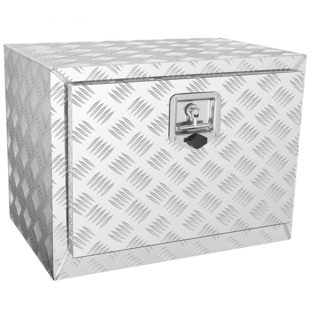 Skrzynia podwoziowa VEVOR, skrzynia do przechowywania pick-upów o wymiarach 610 x 335 x 405 mm, aluminiowa skrzynka narzędziowa z zamkiem i kluczami, wodoodporna skrzynka narzędziowa do przyczepy do samochodów ciężarowych, dostawczych, przyczep itp.