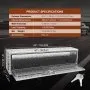 VEVOR Skrzynia narzędziowa do przewozu samochodów ciężarowych, 1524 x 430 x 460 mm, aluminiowa skrzynia narzędziowa z zamkiem i kluczykami, wodoodporna skrzynia narzędziowa do ciężarówek, furgonetek, przyczep itp.