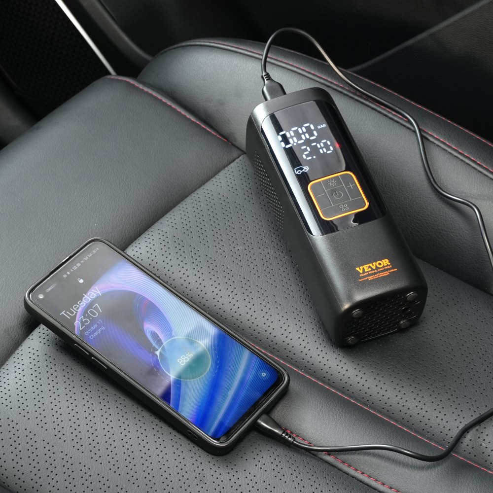 Przenośna sprężarka powietrza VEVOR 19-cylindrowa mini pompka do opon 3 sztuki 7800mAh 3.7V akumulatorowa sprężarka elektryczna Pompka rowerowa 160 PSI Pompa powietrza z manometrem do samochodu Rower Kulki motocyklowe