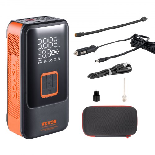 Przenośna sprężarka powietrza VEVOR 24-cylindrowa mini pompka do opon 42 l/min 3x4000 mAh akumulatorowa sprężarka elektryczna Pompka rowerowa 150PSI Pompa powietrza z manometrem do samochodów Rowerowe piłki motocyklowe