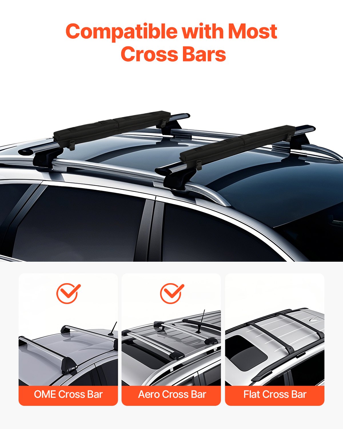 VEVOR Soft Roof Rack Pads (76 cm) Large Universal Car Roof Rack Pads, 80 kg Load Capacity Carrier Pads with 2 Tie-Down Straps & Portable Storage Bag for SUP Canoe