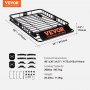 VEVOR Roof Rack Basket Car Roof Basket Universal 1175 x 915 x 114 mm, Roof Rack Tray 90 kg Load Capacity Roof Rail Carrier Cargo Luggage Tray Black for Camping, Barbecues, Car Trips etc.