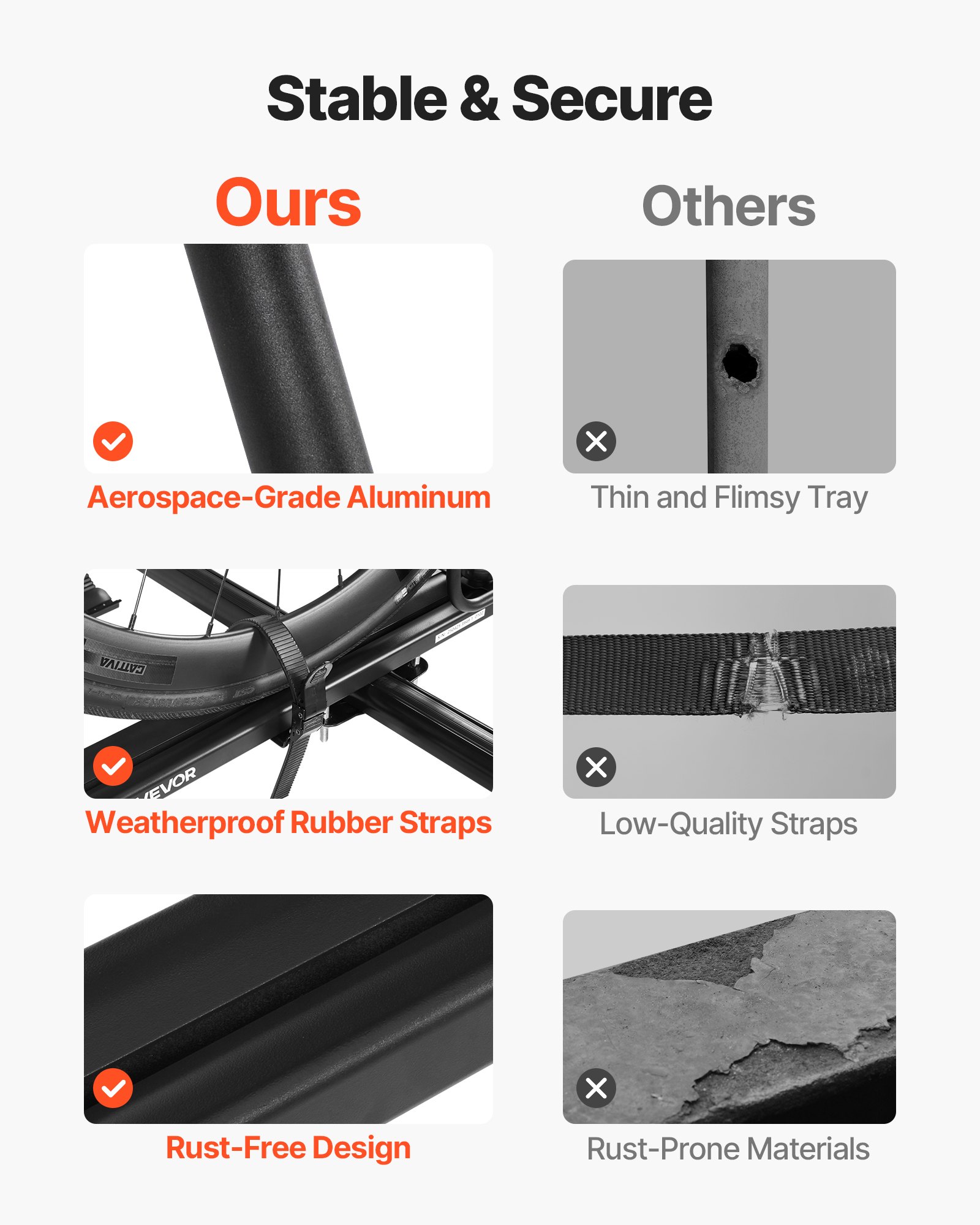 VEVOR Bagażnik rowerowy dachowy o ładowności 15 kg, składany bagażnik rowerowy z bezpiecznym systemem blokowania do większości standardowych poprzeczek, pionowy bagażnik dachowy do samochodów SUV, czarny