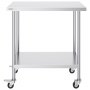 VEVOR stainless steel work table, 610 x 914 x 954.6 mm, preparation table with 4 wheels, 3 adjustable height levels, food preparation work table for commercial kitchens and restaurants